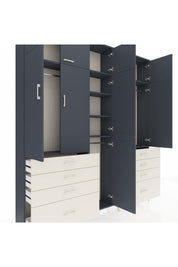 Arges Dolap 8 Raflı 8 Çekmeceli 3 Askılı 220x30x243 Antrasit-Antrasit/Aytaşı