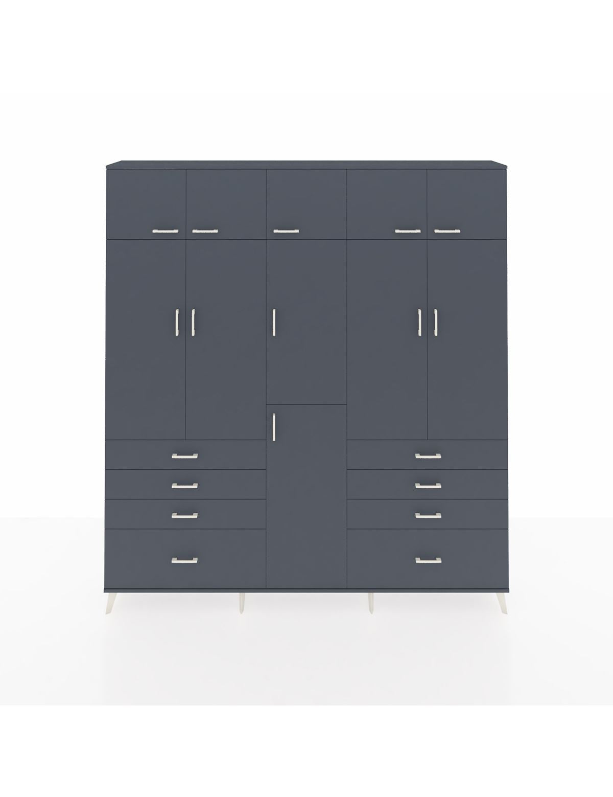 Arges Gardrop 8 Raflı 8 Çekmeceli 3 Askılı 220x30x243 Antrasit-Antrasit