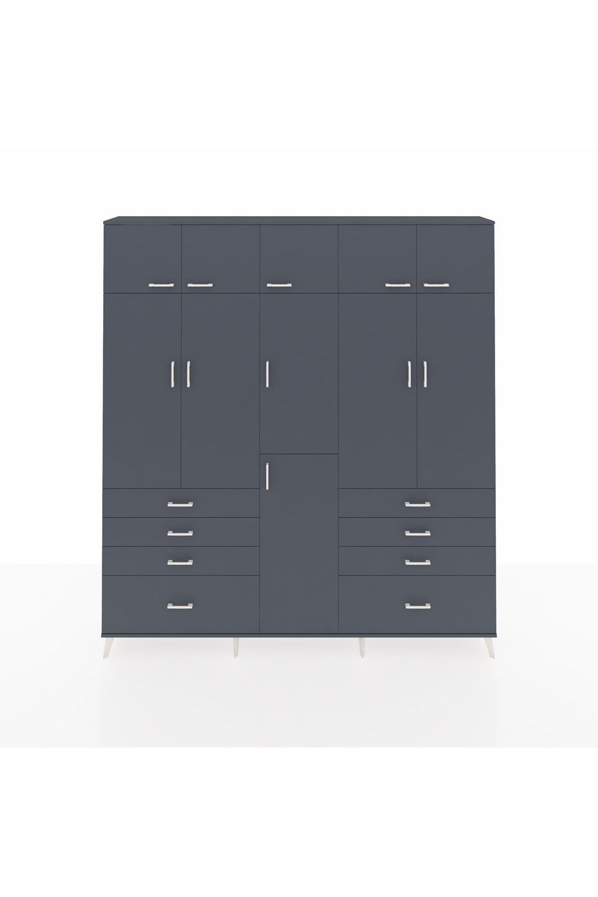 Arges Gardrop 8 Raflı 8 Çekmeceli 3 Askılı 220x30x243 Antrasit-Antrasit