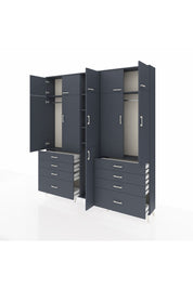 Arges Gardrop 8 Raflı 8 Çekmeceli 3 Askılı 220x30x243 Antrasit-Antrasit