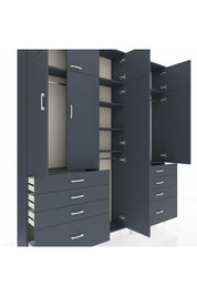 Arges Gardrop 8 Raflı 8 Çekmeceli 3 Askılı 220x30x243 Antrasit-Antrasit