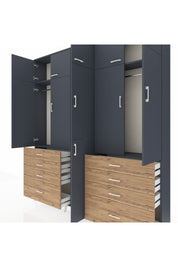 Arges Dolap 8 Raflı 8 Çekmeceli 3 Askılı 220x30x243 Antrasit-Antrasit/Çam