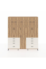 Arges Dolap 8 Raflı 8 Çekmeceli 3 Askılı 220x30x243 Çam-Çam/Aytaşı