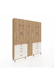 Arges Dolap 8 Raflı 8 Çekmeceli 3 Askılı 220x30x243 Çam-Çam/Aytaşı