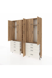 Arges Dolap 8 Raflı 8 Çekmeceli 3 Askılı 220x30x243 Çam-Çam/Aytaşı
