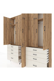 Arges Dolap 8 Raflı 8 Çekmeceli 3 Askılı 220x30x243 Çam-Çam/Aytaşı