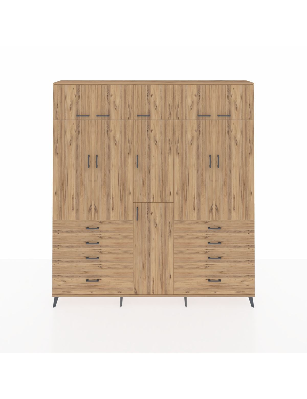 Arges Gardrop 8 Raflı 8 Çekmeceli 3 Askılı 220x30x243 Çam-Çam