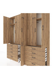 Arges Gardrop 8 Raflı 8 Çekmeceli 3 Askılı 220x30x243 Çam-Çam