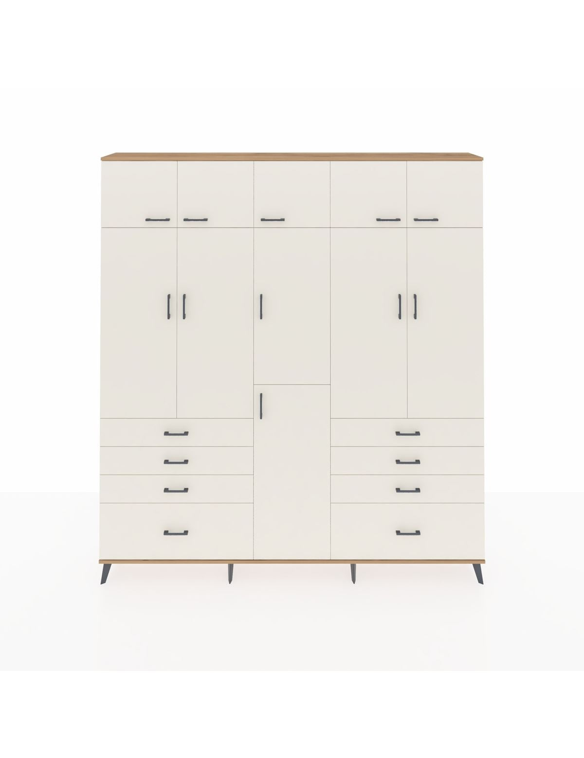 Arges Gardrop 8 Raflı 8 Çekmeceli 3 Askılı 220x30x243 Çam-Aytaşı