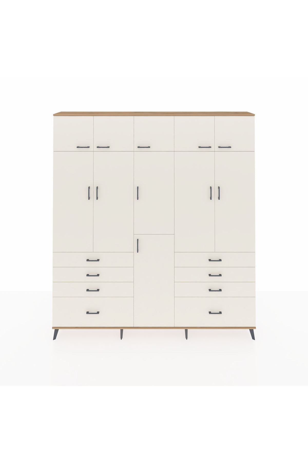 Arges Gardrop 8 Raflı 8 Çekmeceli 3 Askılı 220x30x243 Çam-Aytaşı