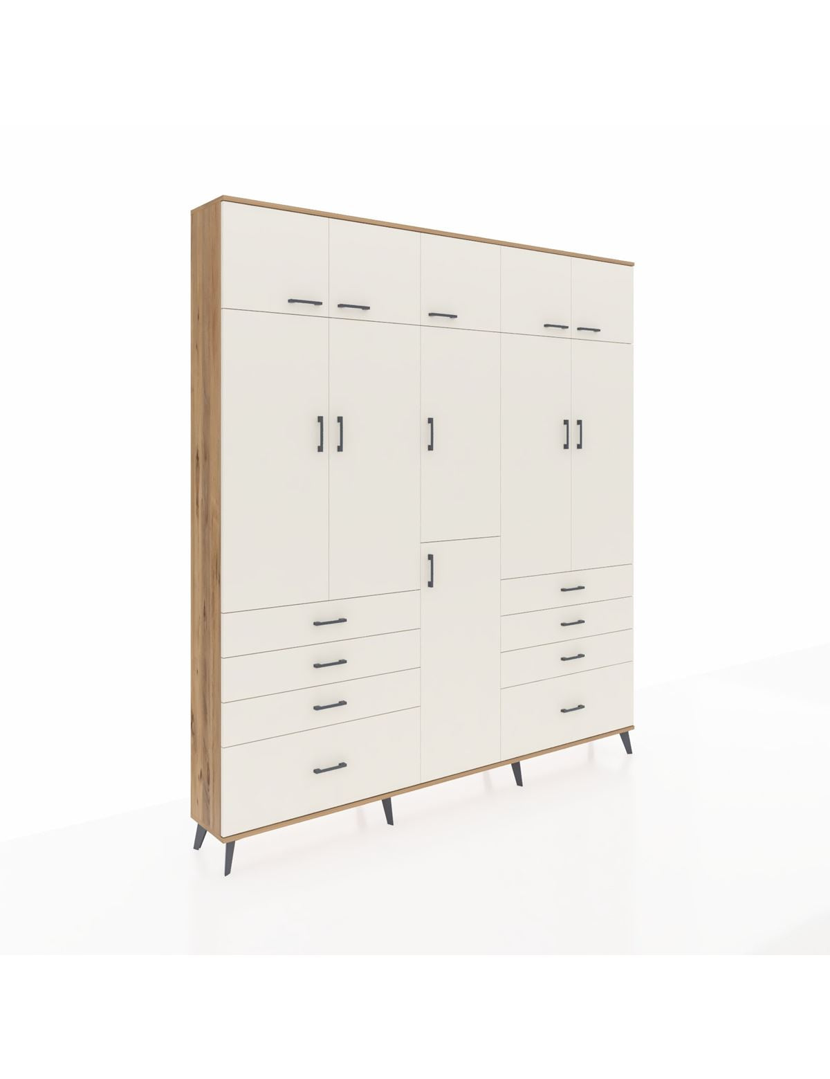 Arges Gardrop 8 Raflı 8 Çekmeceli 3 Askılı 220x30x243 Çam-Aytaşı