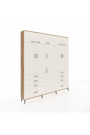 Arges Gardrop 8 Raflı 8 Çekmeceli 3 Askılı 220x30x243 Çam-Aytaşı