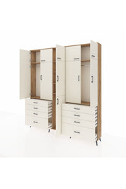 Arges Gardrop 8 Raflı 8 Çekmeceli 3 Askılı 220x30x243 Çam-Aytaşı