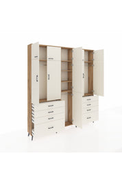 Arges Gardrop 8 Raflı 8 Çekmeceli 3 Askılı 220x30x243 Çam-Aytaşı