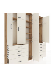 Arges Gardrop 8 Raflı 8 Çekmeceli 3 Askılı 220x30x243 Çam-Aytaşı