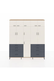 Arges Dolap 8 Raflı 8 Çekmeceli 3 Askılı 220x30x243 Çam-Aytaşı/Antrasit