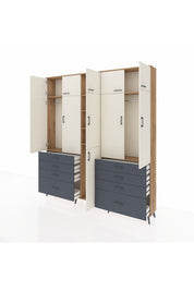 Arges Dolap 8 Raflı 8 Çekmeceli 3 Askılı 220x30x243 Çam-Aytaşı/Antrasit