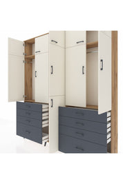 Arges Dolap 8 Raflı 8 Çekmeceli 3 Askılı 220x30x243 Çam-Aytaşı/Antrasit