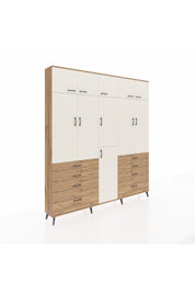 Arges Dolap 8 Raflı 8 Çekmeceli 3 Askılı 220x30x243 Çam-Aytaşı/Çam