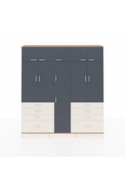 Arges Dolap 8 Raflı 8 Çekmeceli 3 Askılı 220x30x243 Çam-Antrasit/Aytaşı