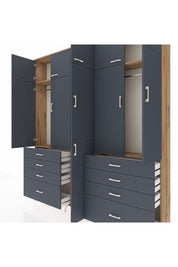 Arges Gardrop 8 Raflı 8 Çekmeceli 3 Askılı 220x30x243 Çam-Antrasit