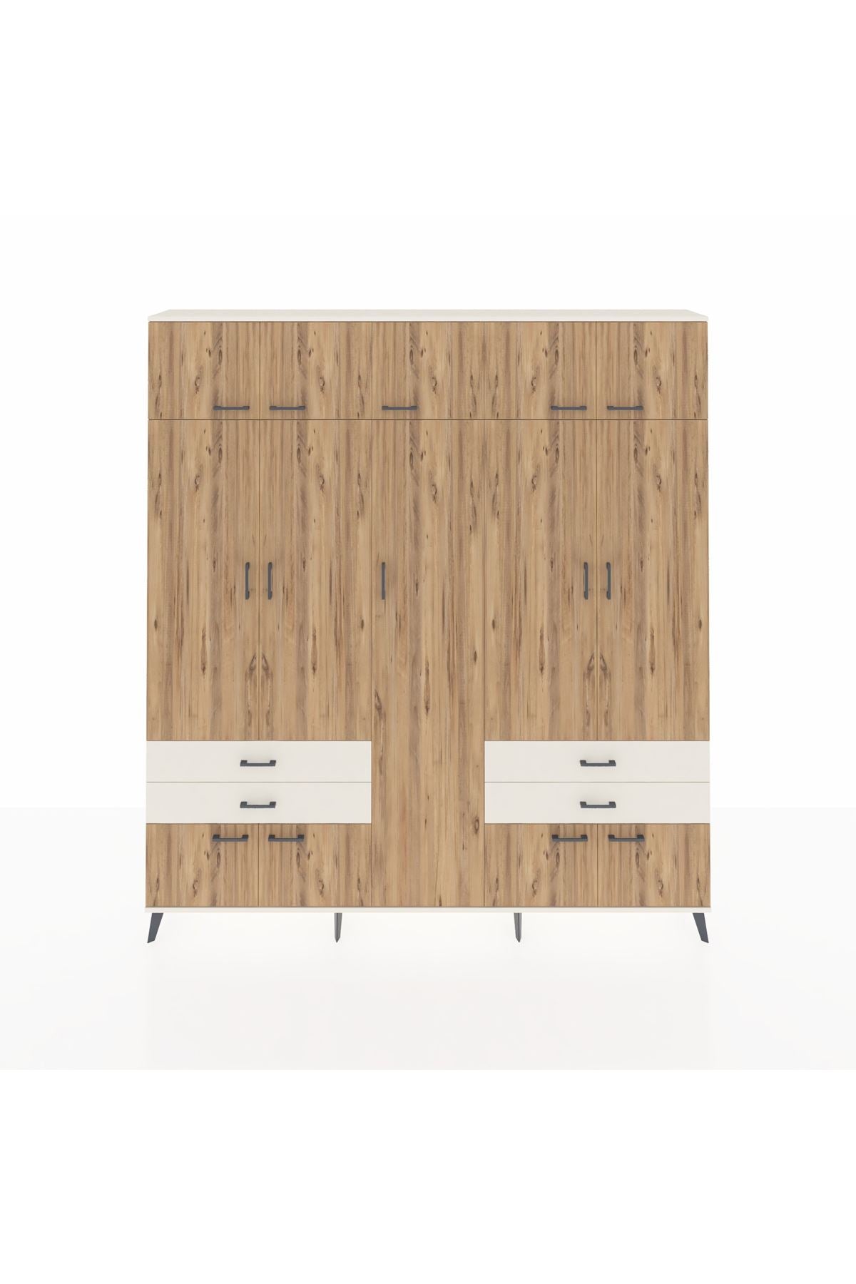 Arges Dolap 12 Raflı 4 Çekmeceli 2 Askılı 220x30x243 Aytaşı-Çam/Aytaşı