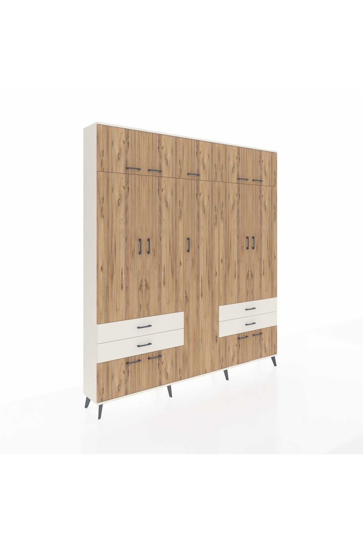 Arges Dolap 12 Raflı 4 Çekmeceli 2 Askılı 220x30x243 Aytaşı-Çam/Aytaşı