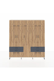 Arges Dolap 12 Raflı 4 Çekmeceli 2 Askılı 220x30x243 Aytaşı-Çam/Antrasit