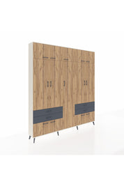 Arges Dolap 12 Raflı 4 Çekmeceli 2 Askılı 220x30x243 Aytaşı-Çam/Antrasit