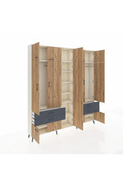 Arges Dolap 12 Raflı 4 Çekmeceli 2 Askılı 220x30x243 Aytaşı-Çam/Antrasit