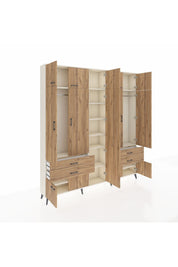 Arges Gardrop 12 Raflı 4 Çekmeceli 2 Askılı 220x30x243 Aytaşı-Çam