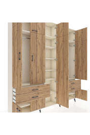 Arges Gardrop 12 Raflı 4 Çekmeceli 2 Askılı 220x30x243 Aytaşı-Çam