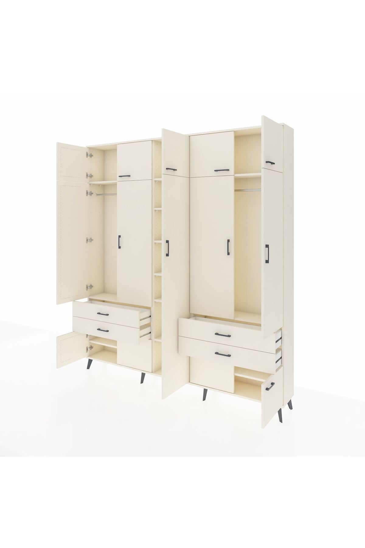 Arges Gardrop 12 Raflı 4 Çekmeceli 2 Askılı 220x30x243 Aytaşı-Aytaşı