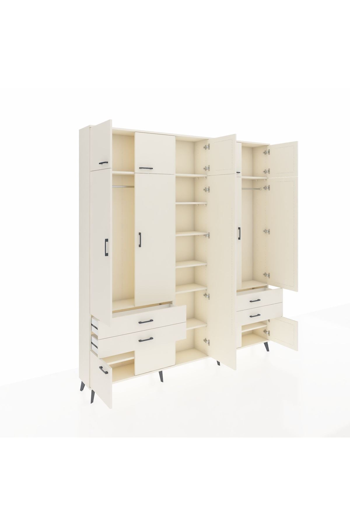 Arges Gardrop 12 Raflı 4 Çekmeceli 2 Askılı 220x30x243 Aytaşı-Aytaşı