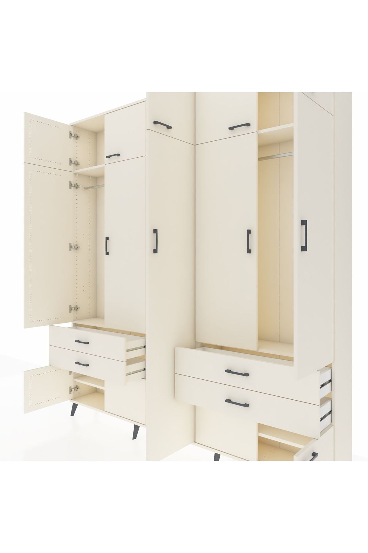 Arges Gardrop 12 Raflı 4 Çekmeceli 2 Askılı 220x30x243 Aytaşı-Aytaşı