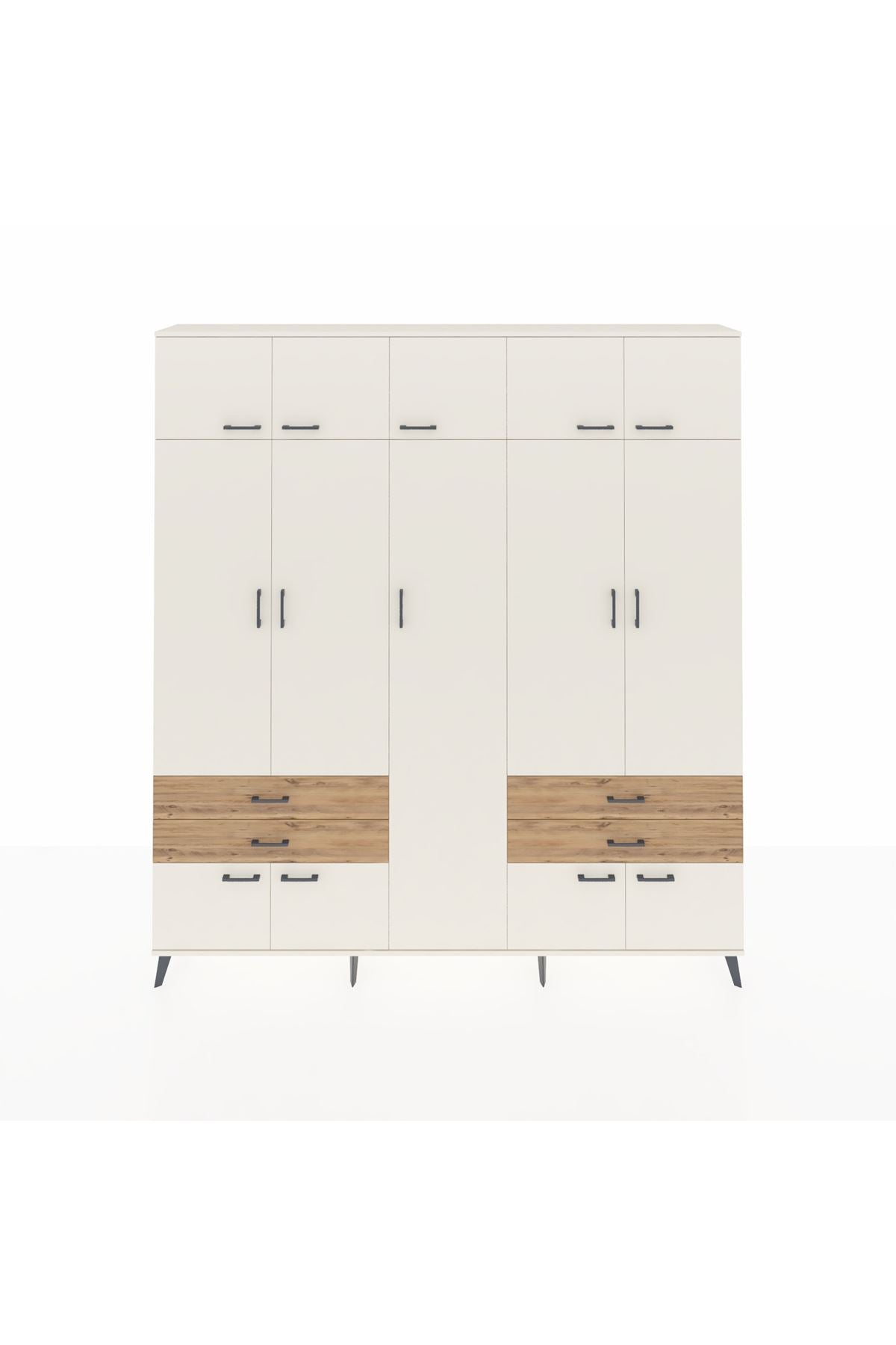 Arges Dolap 12 Raflı 4 Çekmeceli 2 Askılı 220x30x243 Aytaşı-Aytaşı/Çam