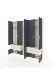 Arges Dolap 12 Raflı 4 Çekmeceli 2 Askılı 220x30x243 Aytaşı-Antrasit/Aytaşı