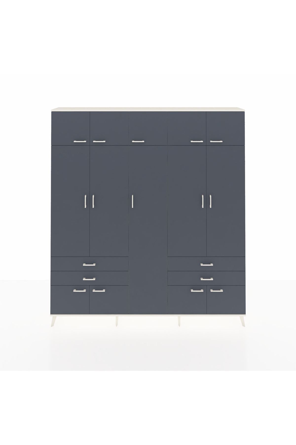 Arges Gardrop 12 Raflı 4 Çekmeceli 2 Askılı 220x30x243 Aytaşı-Antrasit