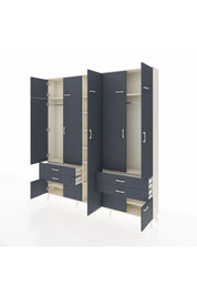 Arges Gardrop 12 Raflı 4 Çekmeceli 2 Askılı 220x30x243 Aytaşı-Antrasit