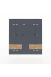 Arges Dolap 12 Raflı 4 Çekmeceli 2 Askılı 220x30x243 Aytaşı-Antrasit/Çam