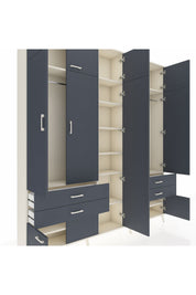 Arges Gardrop 12 Raflı 4 Çekmeceli 2 Askılı 220x30x243 Aytaşı-Antrasit