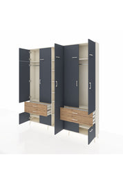 Arges Dolap 12 Raflı 4 Çekmeceli 2 Askılı 220x30x243 Aytaşı-Antrasit/Çam