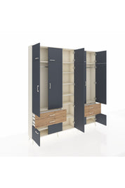Arges Dolap 12 Raflı 4 Çekmeceli 2 Askılı 220x30x243 Aytaşı-Antrasit/Çam