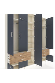 Arges Dolap 12 Raflı 4 Çekmeceli 2 Askılı 220x30x243 Aytaşı-Antrasit/Çam