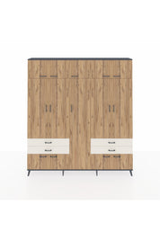 Arges Dolap 12 Raflı 4 Çekmeceli 2 Askılı 220x30x243 Antrasit-Çam/Aytaşı