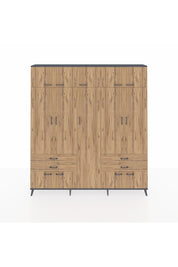 Arges Gardrop 12 Raflı 4 Çekmeceli 2 Askılı 220x30x243 Antrasit-Çam