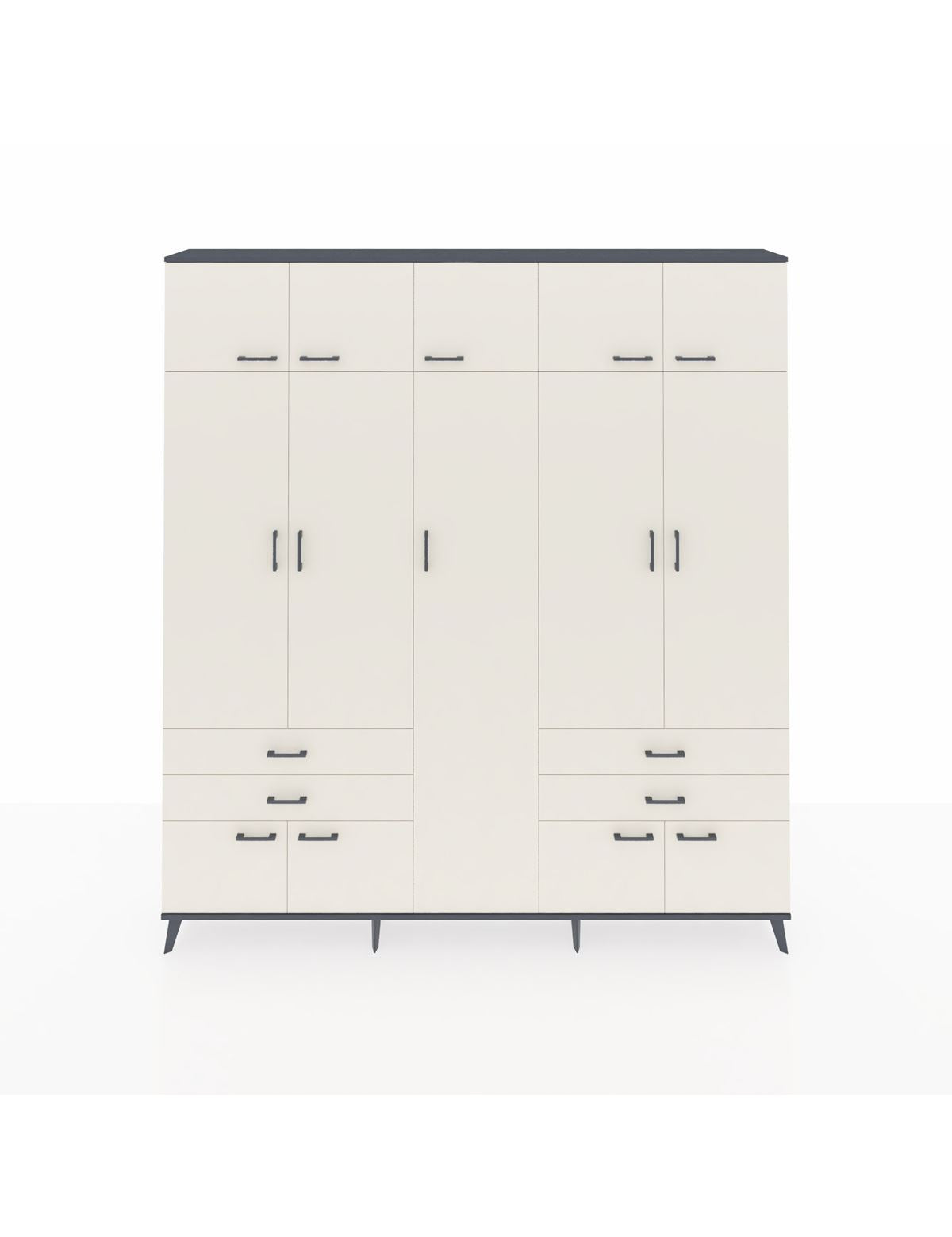 Arges Gardrop 12 Raflı 4 Çekmeceli 2 Askılı 220x30x243 Antrasit-Aytaşı