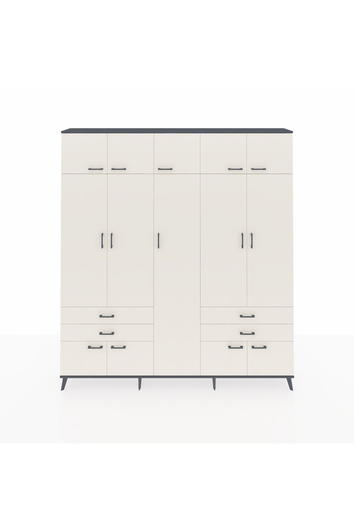 Arges Gardrop 12 Raflı 4 Çekmeceli 2 Askılı 220x30x243 Antrasit-Aytaşı