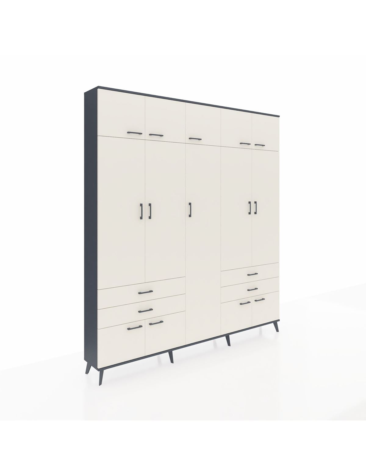 Arges Gardrop 12 Raflı 4 Çekmeceli 2 Askılı 220x30x243 Antrasit-Aytaşı