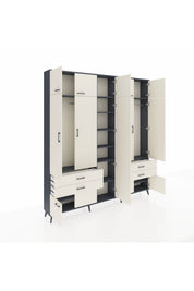 Arges Gardrop 12 Raflı 4 Çekmeceli 2 Askılı 220x30x243 Antrasit-Aytaşı